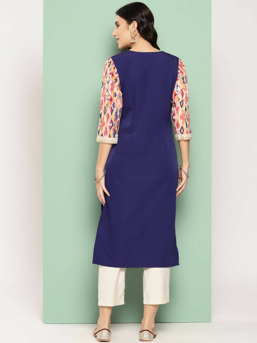 Ahalyaa Women's Traditional wear Kurta - Navy Blue | Swadesiicart