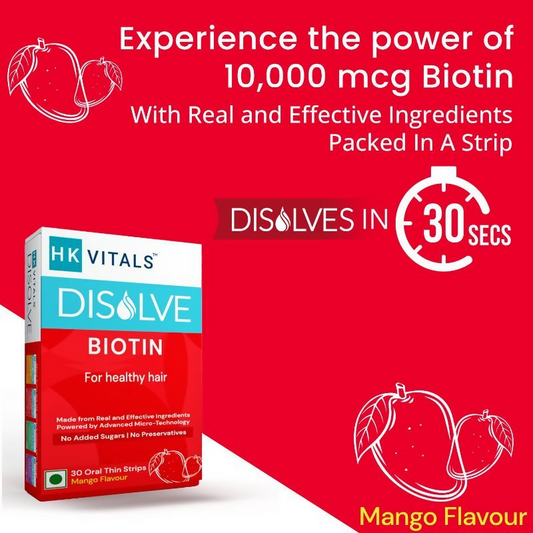 HK Vitals Disolve Biotin Strips - Mango Flavour | Swadesiicart