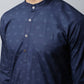 Even Apparels Navy blue Color Pure Cotton Men's Kurta With Band Collar (PRT1184-NVC) | Swadesiicart
