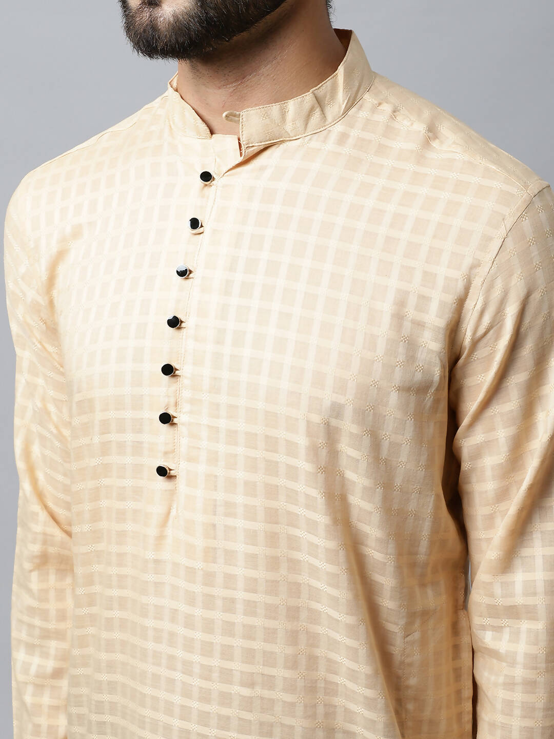 Even Apparels Beige Color Pure Cotton Men's Kurta With Side Placket (CHK1200) | Swadesiicart
