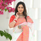 Beatitude White Slub Cotton Floral Jamdani Saree