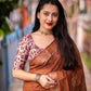 Brown Linen Sequence Saree with Unstitched Blouse - Hiral Fashion | Swadesiicart