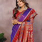 Aastha Fashion Purple Kalamkari Silk Zari Woven Saree