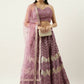 House of Panchhi Lavender - Net Embroidered Lehenga with Zig-Zag Pattern | Swadesiicart