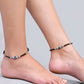 VOJ Set of 2 Evil Eye Black with Flower Shaped Beads Anklet - Swadesiicart