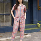 Pink Rayon Floral Printed Top with Matching Bottom - Eesha - Swadesiicart