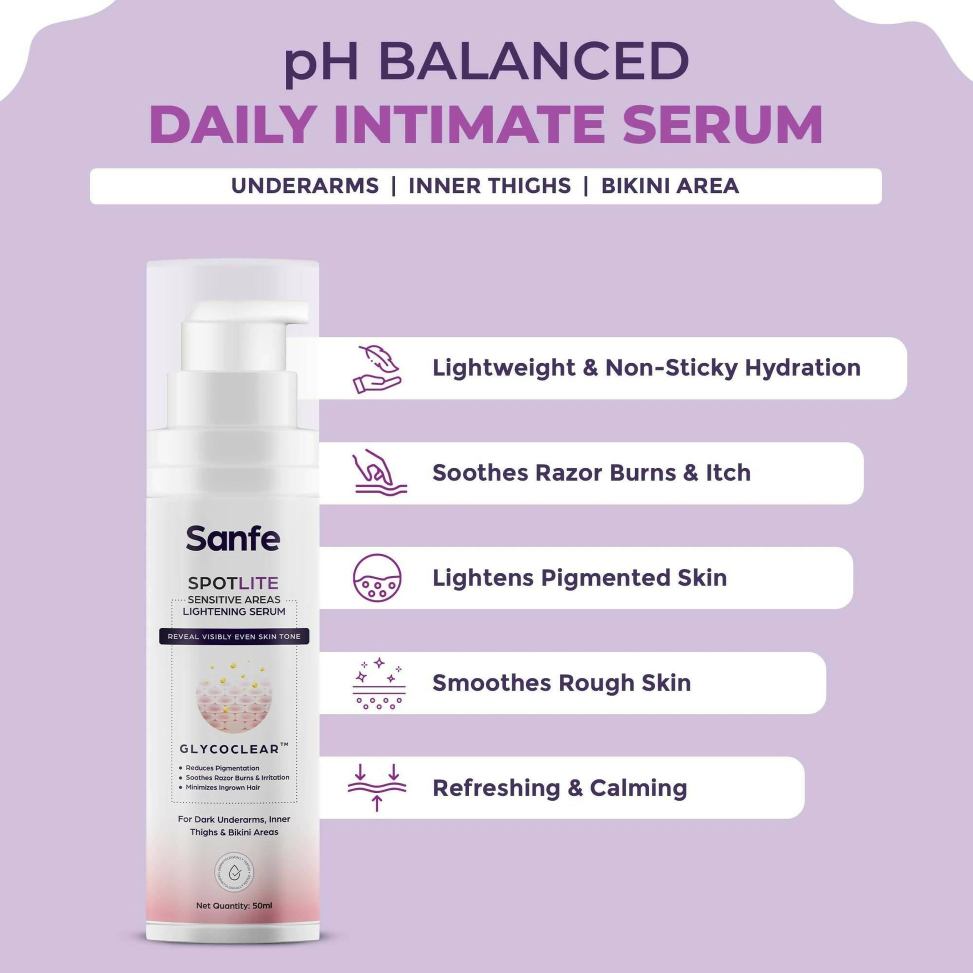 Sanfe Spotlite Sensitive Areas Body Serum - Swadesiicart