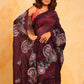 Vamsee Suhanisha Wine Korean Shimmer Silk Saree - Swadesiicart