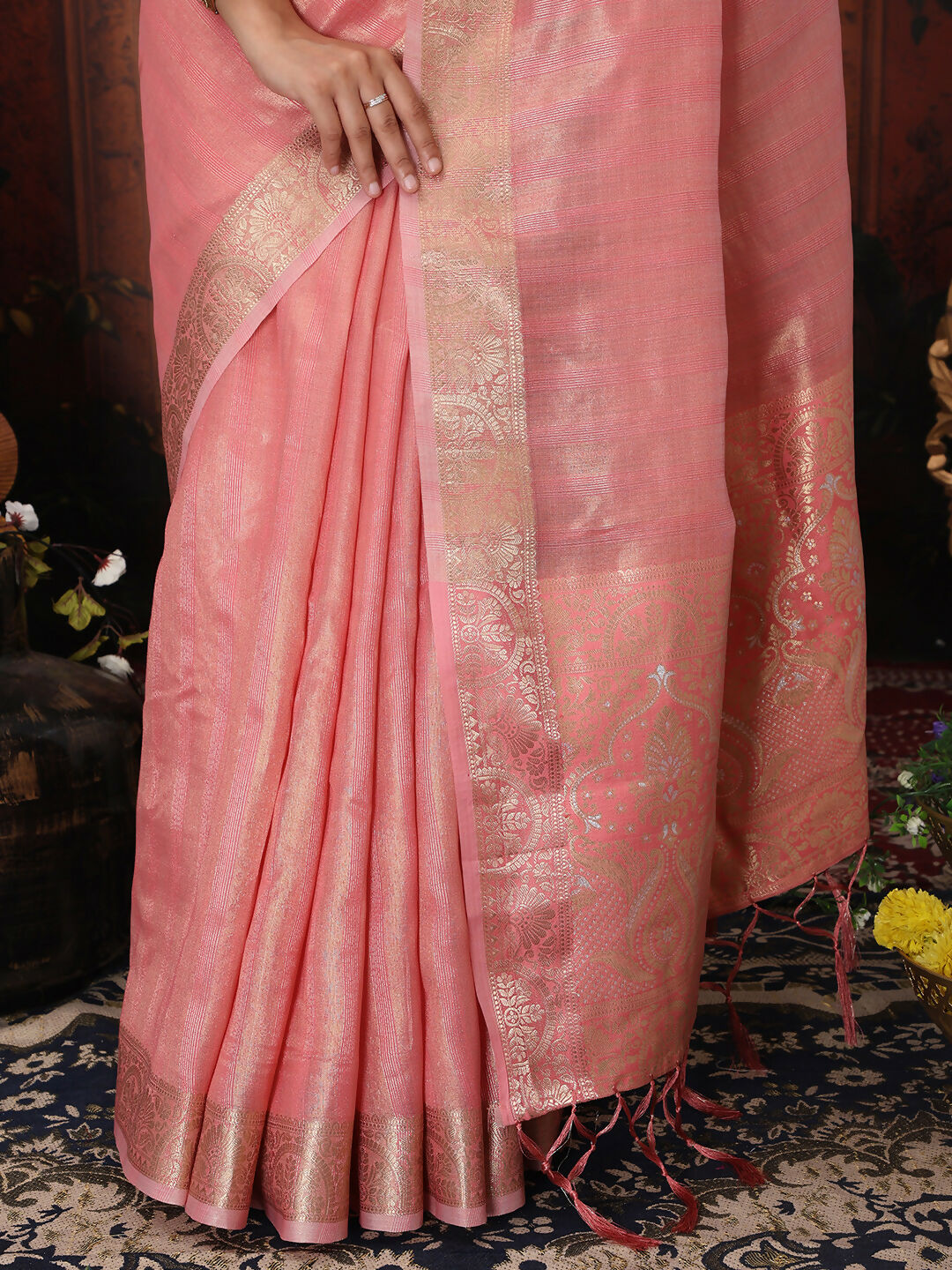 Shree Shyam Fashion Organza Pink Saree