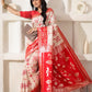 Shree Shyam Fashion Linen Cotton Red & White Saree