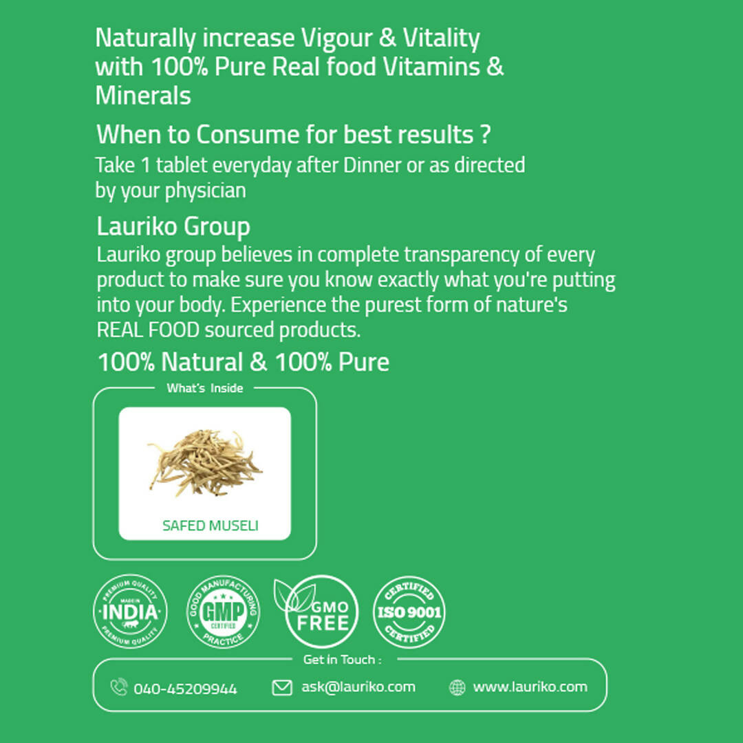 Laurik Perfomax Safed Musli, Ashwagandha, Gokhru Tablets | Supports Strength And Vitality | Swadesiicart