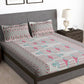 Story@home Grey & Pink Ethnic Motifs 180 TC Bedsheet with Pillow Cover - Swadesiicart