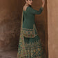 Anaita Dark-Green Silk Readymade Palazzo Suit with Swarovski Work