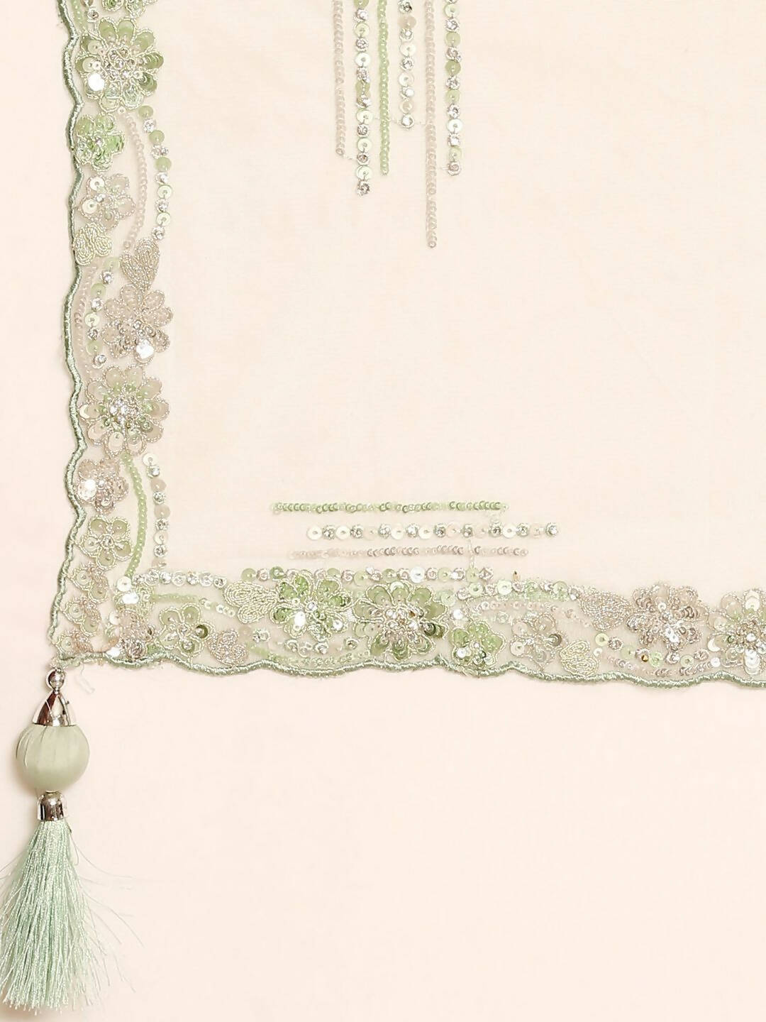House of Panchhi Lime Green Net Sequins and Zarkan embroidery Lehenga choli & Dupatta | Swadesiicart