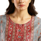Grey Chinon Digital Printed With Hand Work Kurta - Himanshi - Swadesiicart