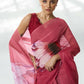Burgundy Organza Designer Printed Saree - Shezlin