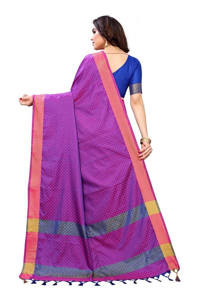Vamika Banarasi Jacquard Weaving Purple Saree | Swadesiicart