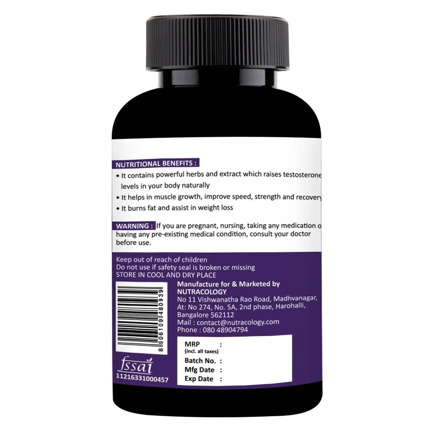 Nutracology T 3X Power Testosterone Booster For Muscle Strength Energy For Men | Swadesiicart