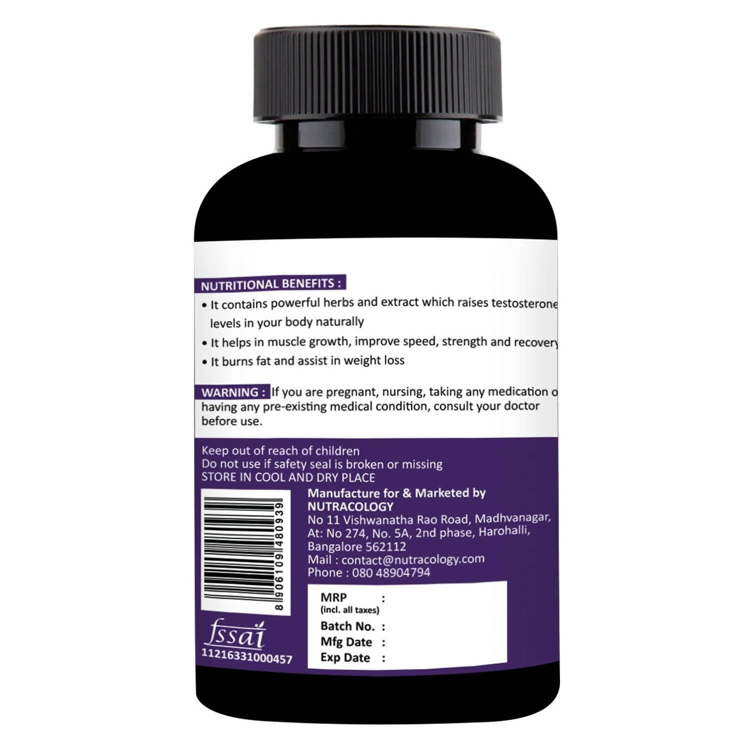 Nutracology T 3X Power Testosterone Booster For Muscle Strength Energy For Men | Swadesiicart