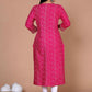 Miravan Women's Plus Size Pink Bandhani Pakistani Straight Kurti - Swadesiicart
