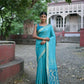 Vishnu Weaves Women's Firozi Soft Silk Zari Woven Saree with Blouse - Swadesiicart