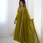 Joban Fashion Mehndi Kurta Set Georgette Sequence Embroidery Work - Swadesiicart