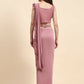 Pink Lycra Solid Ready to wear Saree with stitched Blouse - Vanita | Swadesiicart