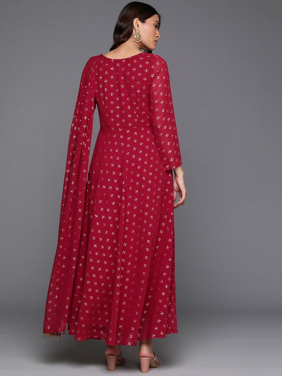 Ahalyaa Women's Traditional wear Ethnic Dress - Maroon | Swadesiicart