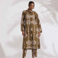 trueBrowns Olive Green Cotton Stripe Print Shirt Kurta Set | Swadesiicart