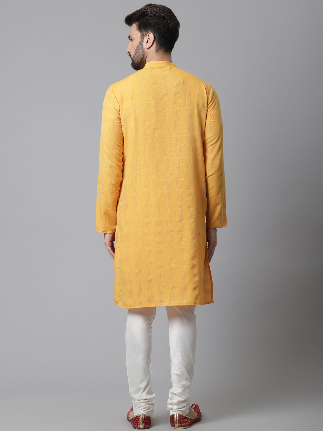 Even Apparels Yellow Kurta With Band Collar | Swadesiicart