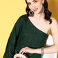 InWeave Women's Green Mirror Work One Shoulder Kurta Set - Swadesiicart