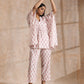 trueBrowns Pink Buta On White Block Print Cotton Kaftan Co-Ord Set - Swadesiicart