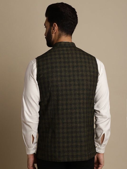 Even Apparels Men's Multi Mandarin Collar Waistcoat | Swadesiicart