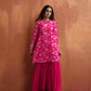 trueBrowns Red Print Sharara Set | Swadesiicart