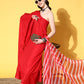 InWeave Women's Red Mirror Work One Shoulder Kurta Set With Dupatta - Swadesiicart