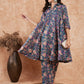 InWeave Women's Blue Green Pink Floral Print Flared Kurta Pant Set - Swadesiicart