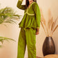InWeave Women's Olive Mughal Shaan Style Velvet Short Kurta Set - Swadesiicart