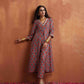 trueBrowns Rust Ajrak Print Slit Kurta Set | Swadesiicart