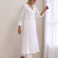 trueBrowns White Dobby Angrakha Kurta Pant Set | Swadesiicart