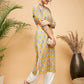 InWeave Women's Sunset Boota Print Gota Straight Kurta - Swadesiicart