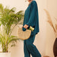 InWeave Women's Dark Ocean Full Sleeve Boho Top Bottom Set - Swadesiicart