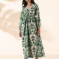 trueBrowns Green Cotton Ikat Flared Dress | Swadesiicart