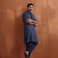 trueBrowns Men's Blue Cotton Dobby Kurta | Swadesiicart