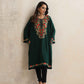 trueBrowns Green Kashmiri Floral Embroidered Woollen Phiran Kurta | Swadesiicart