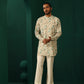 trueBrowns Men's Teal Floral Cotton Printed Co-ord Set - Swadesiicart