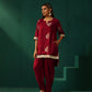 trueBrowns Maroon Floral Viscose Silk High Low Co-ord Set - Swadesiicart