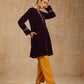 trueBrowns Wine Velvet Placket Embroidered Co-ord Set - Swadesiicart