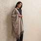 trueBrowns Beige Embroidered Woollen Stole | Swadesiicart