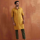 trueBrowns Men's Mustard Cotton Kurta | Swadesiicart