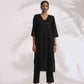 trueBrowns Black Cotton High Slit Kurta Set | Swadesiicart